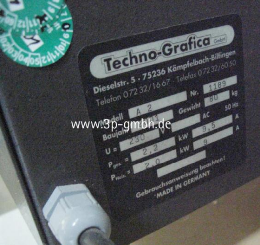 Technografica A 2 baking oven for printing plates