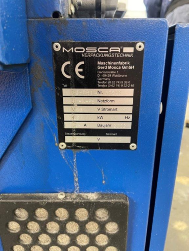 Inline strapping machine Mosca RO-TR 600-4 with inline cross strapping machine Mosca RO-TRi