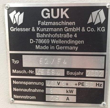 buckle plate folder GUK FA 54-4-F-TH with stream delivery S-520 for prefold products
